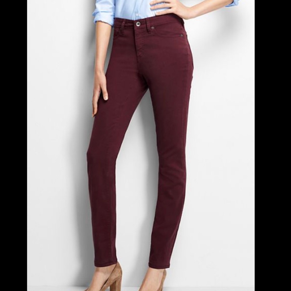 Lands End Women's Mid Rise Slim Jeans - Garment Dye Merlot 16